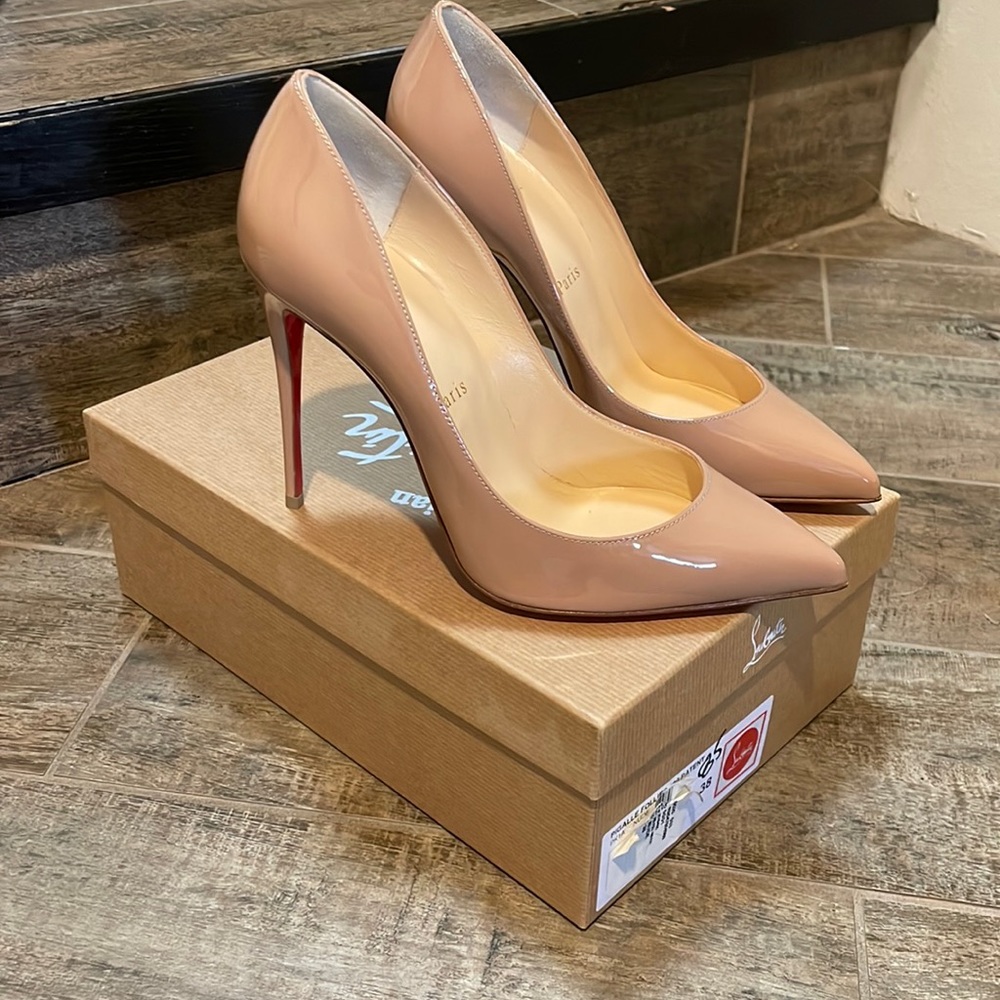 Christian Louboutin pigalle follies patent nude 100 pumps